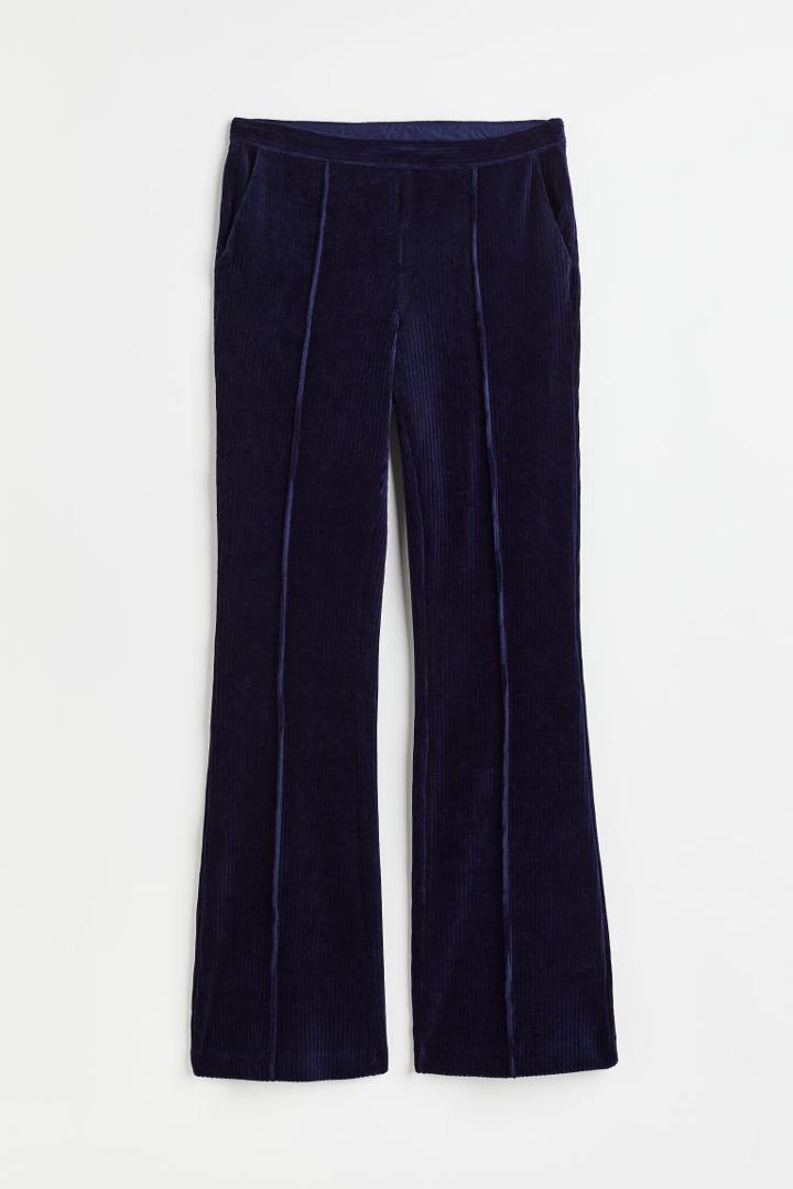H & M - Ribbed Velour Pants - Blue