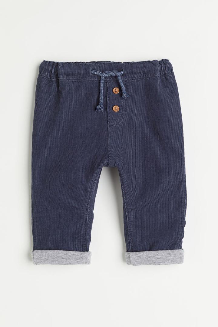 H & M - Fully Lined Corduroy Pants - Blue