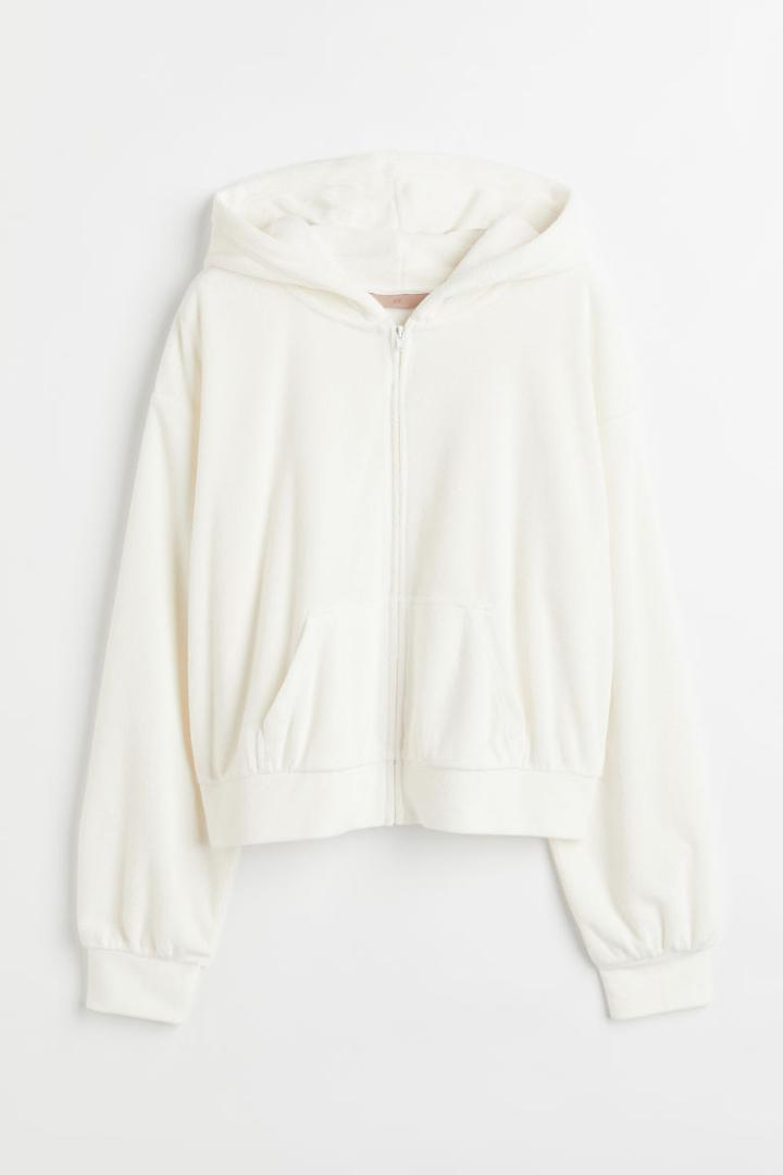 H & M - Terry Hooded Jacket - White