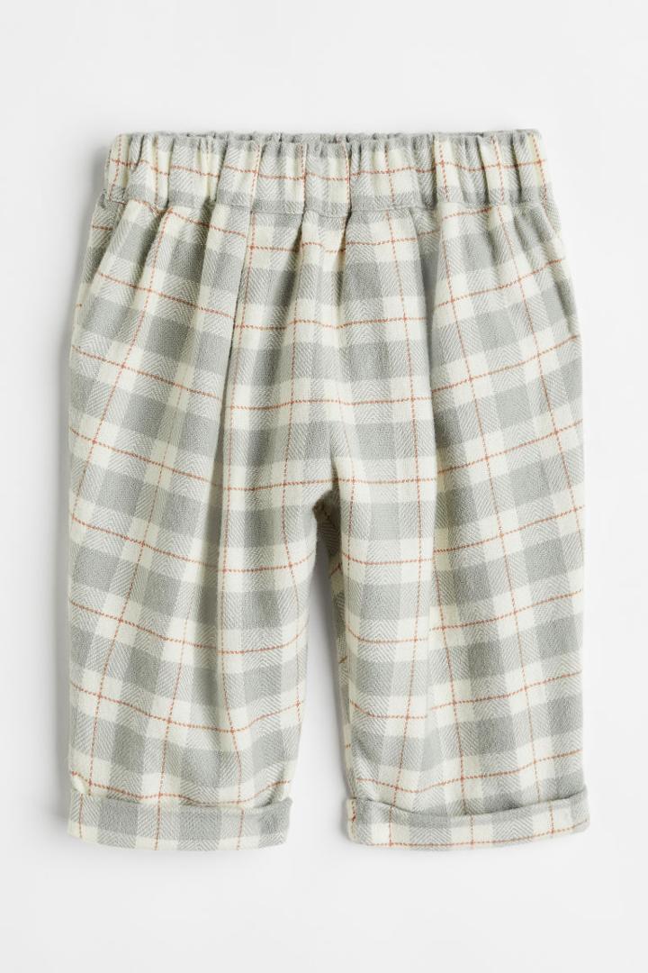 H & M - Plaid Flannel Pants - White