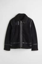 H & M - Faux Shearling-lined Jacket - Black