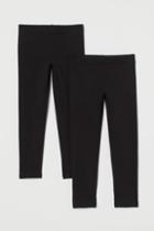 H & M - 2-pack Thick Jersey Leggings - Black