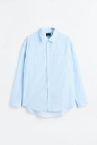 H & M - Oversized Fit Poplin Shirt - Blue