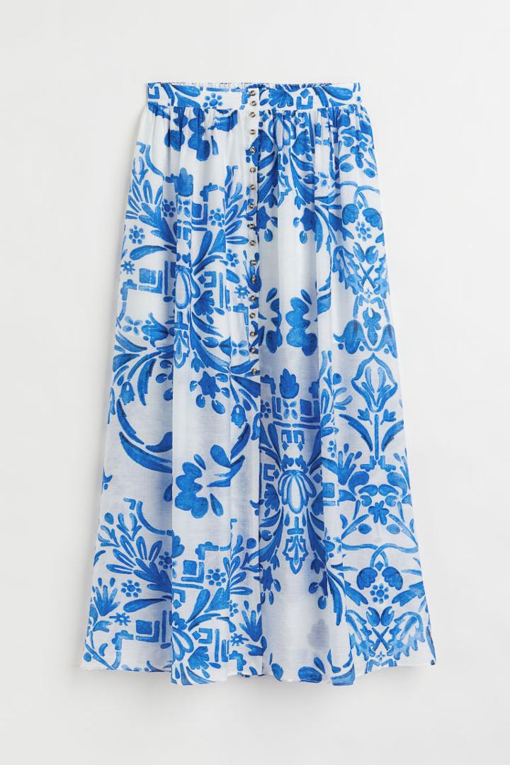 H & M - Patterned Skirt - Blue