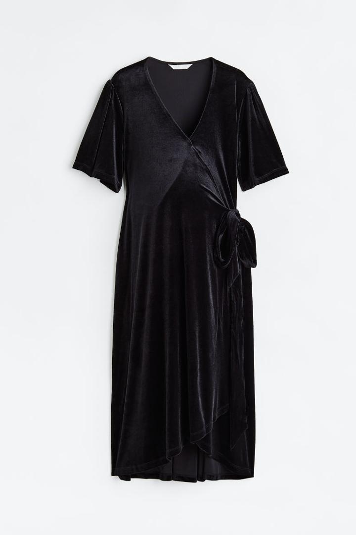 H & M - Mama Velour Wrap Dress - Black