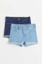 H & M - 2-pack Superstretch Denim Shorts - Blue