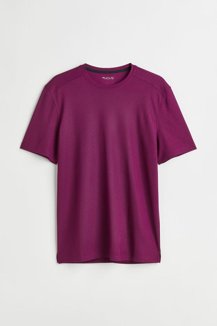 H & M - Regular Fit Short-sleeved Sports Shirt - Purple