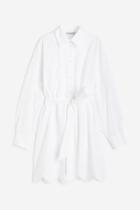 H & M - Shirt Dress With Eyelet Embroidery - White