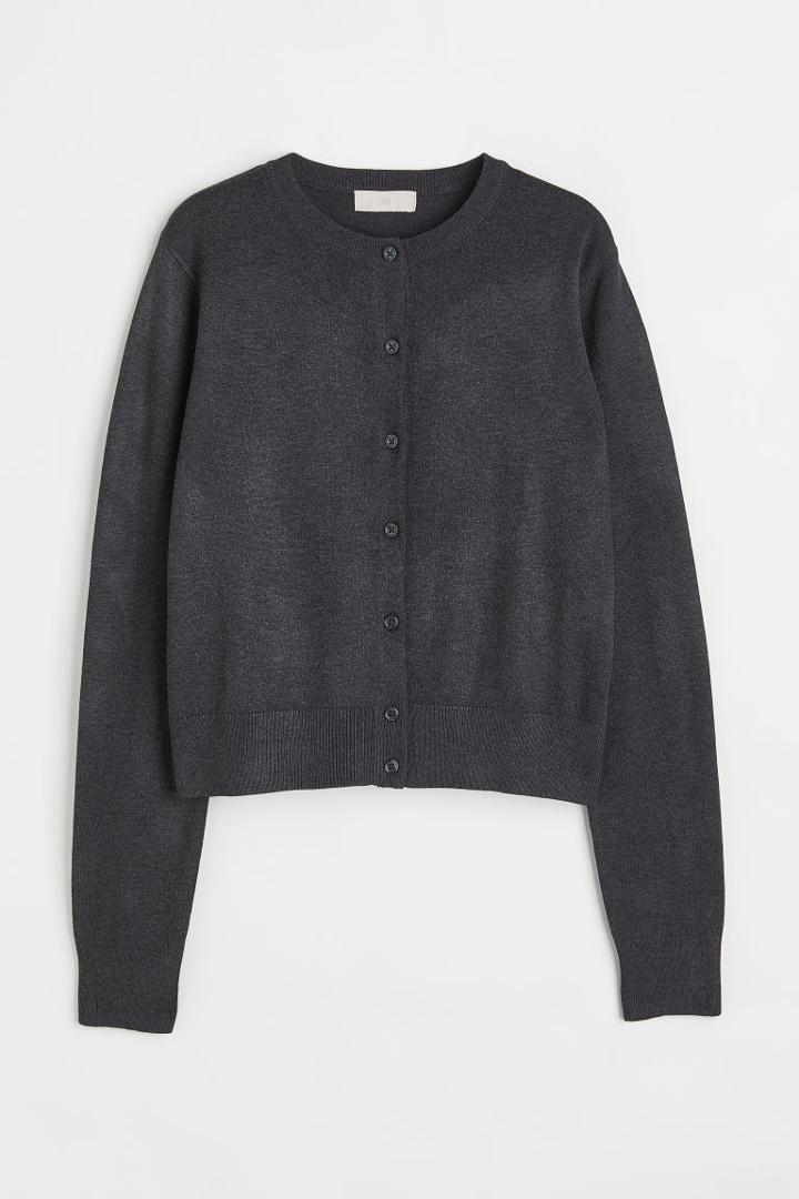 H & M - Fine-knit Cardigan - Gray