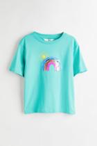 H & M - Reversible Sequin-motif T-shirt - Turquoise