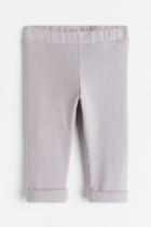 H & M - Ribbed Cotton Leggings - Gray