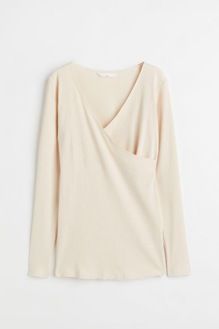 H & M - Mama Ribbed Nursing Top - Beige