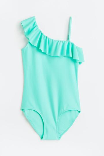 H & M - One-shoulder Swimsuit - Turquoise