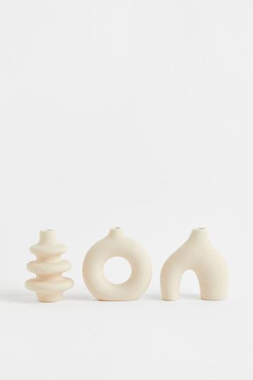 H & M - 3-pack Mini Stoneware Vases - Beige