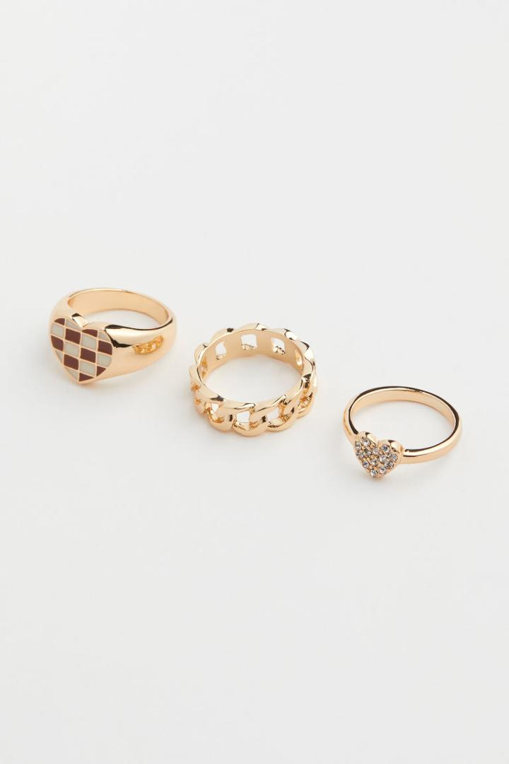 H & M - 3-pack Rings - Beige