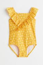 H & M - Ruffled Swimsuit - Yellow