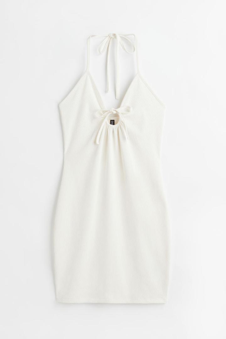 H & M - Tie-detail Halterneck Dress - White