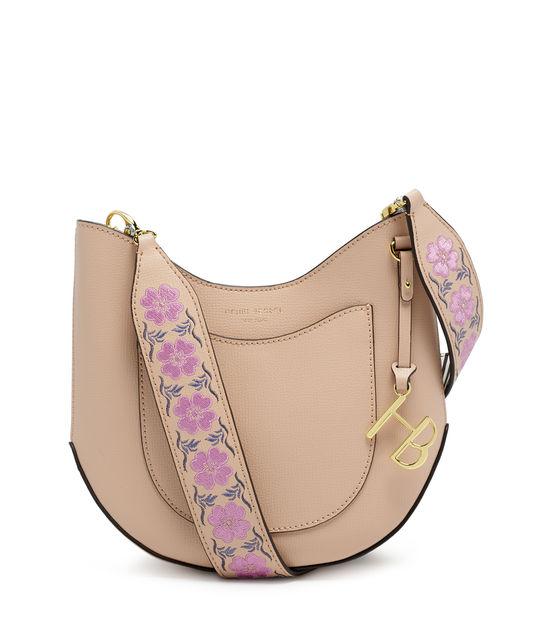 Henri Bendel West 57th Mini Crossbody Hobo Handbag With Floral Guitar Strap