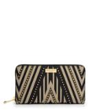Henri Bendel West 57th Geo Tribal Stud Zip Around Continental Wallet