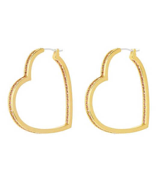 Henri Bendel Pave Heart Hoop Earring