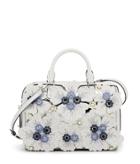 Henri Bendel West 57th Floral Applique Barrel Satchel
