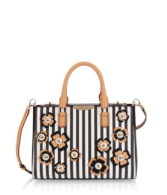 Henri Bendel West 57th Bouquet Striped Turnlock Applique Satchel