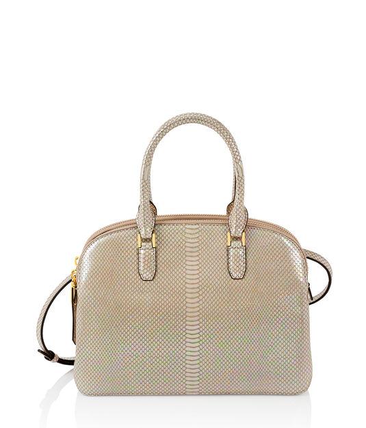 Henri Bendel Dalton Snake Embossed Medium Dome Satchel
