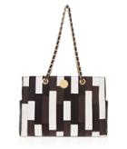 Henri Bendel No. 7 E/w Brown & White Tote