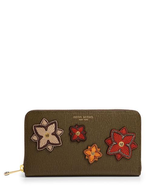 Henri Bendel West 57th Floral Patch Zip Around Continental Wallet
