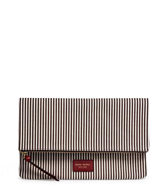 Henri Bendel Striped Canvas Foldover Clutch