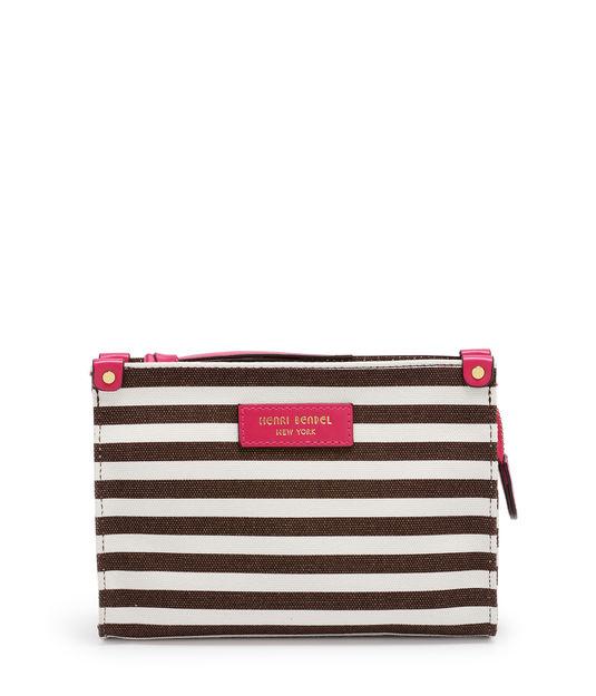 Henri Bendel Small Striped Canvas Cosmetic Clutch