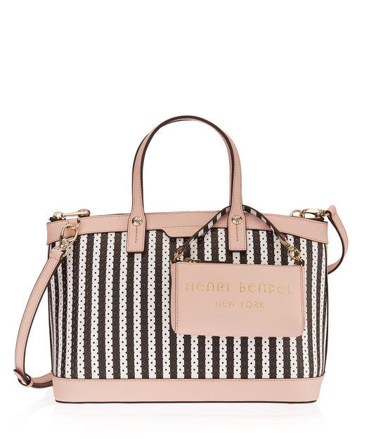 Henri Bendel West 57th Perforated Striped Satchel