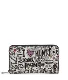 Henri Bendel West 57th Graffiti Print Zip Around Continental Wallet