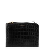 Henri Bendel West 57th Large Croco Half Zip Pouch