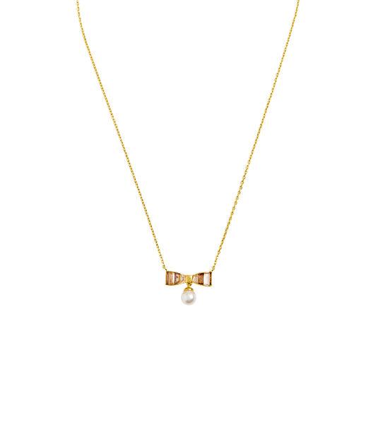 Henri Bendel Striped Bow Pearl Pendant