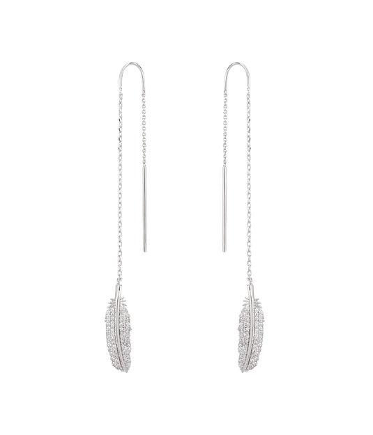 Henri Bendel Luxe Pave Feather Linear Earring
