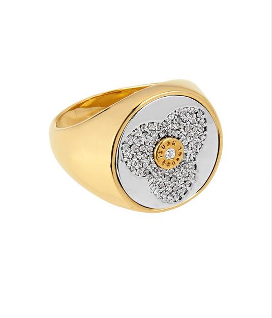 Henri Bendel Pave Petal Signet Ring