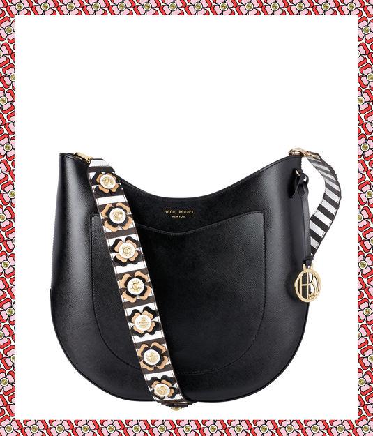 Henri Bendel West 57th Crossbody Hobo With Bouquet Striped Guitar Strap