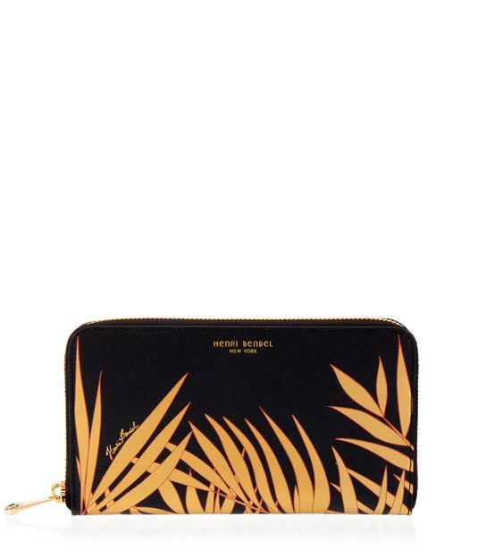 Henri Bendel West 57th Palm Leaf Zip Around Continental Wallet