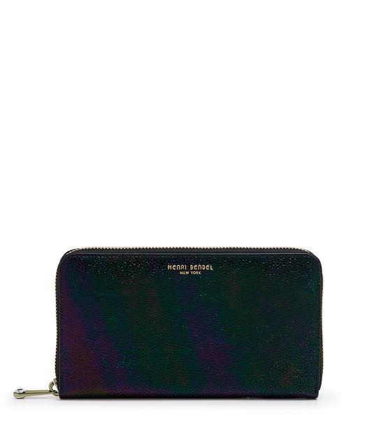 Henri Bendel West 57th Zip Around Petrol Continental Wallet