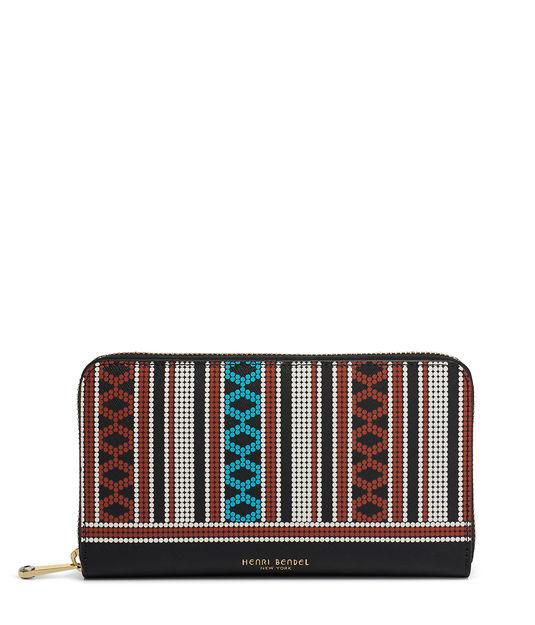 Henri Bendel West 57th Bead Print Zip Around Continental Wallet
