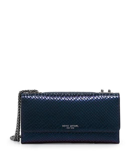 Henri Bendel Uptown Petrol Snake Out & About Organizer Wallet On A Chain
