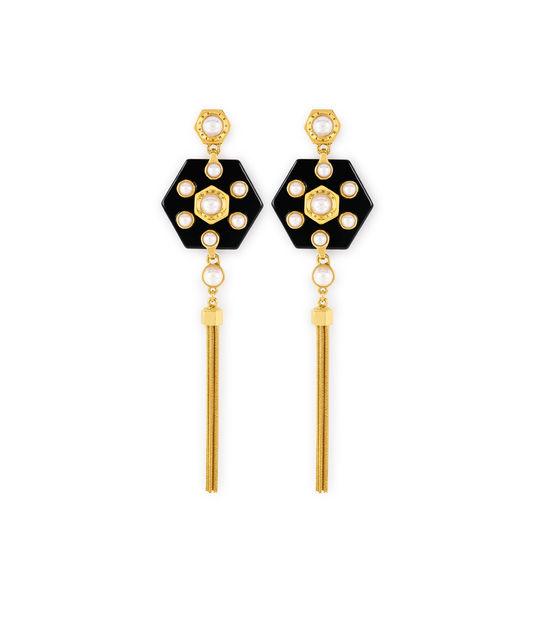 Henri Bendel Hex Pearl Linear Earring