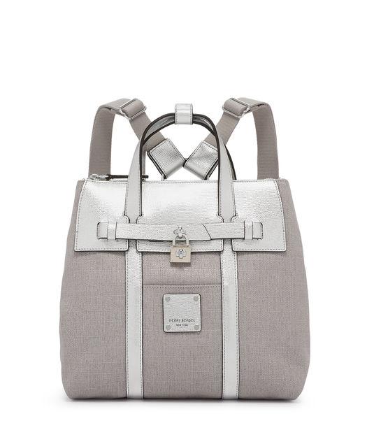Henri Bendel Jetsetter Mini Convertible Canvas Metallic Backpack