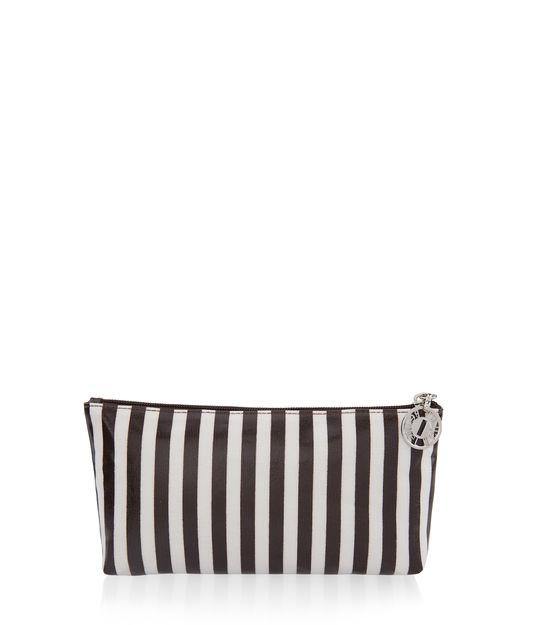 Henri Bendel Brown & White Medium T Gusset Cosmetic Bag