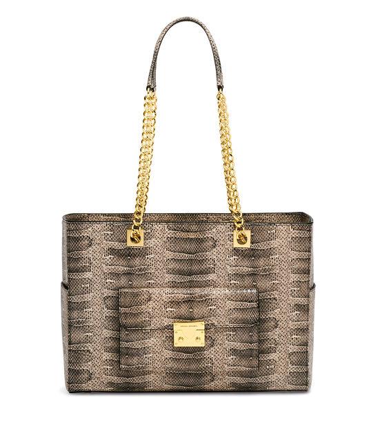 Henri Bendel Waldorf Snake Embossed Chain Tote