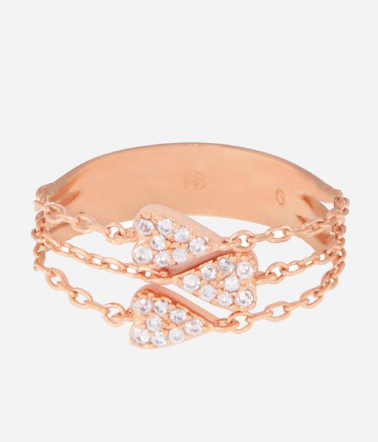 Henri Bendel Luxe Pave Heart Chain Stack Ring