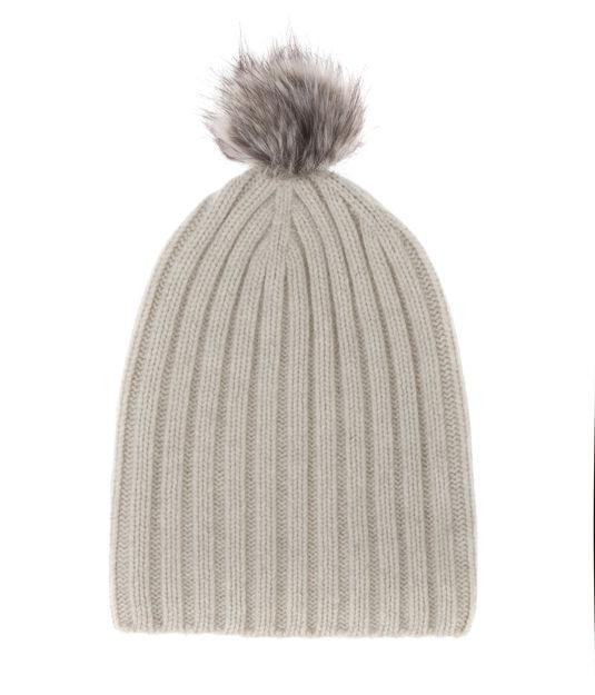 Henri Bendel Pom-pom Cashmere Ribbed Hat