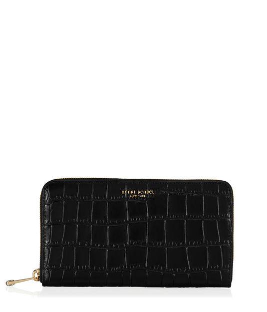 Henri Bendel West 57th Croco Zip Around Continental Wallet