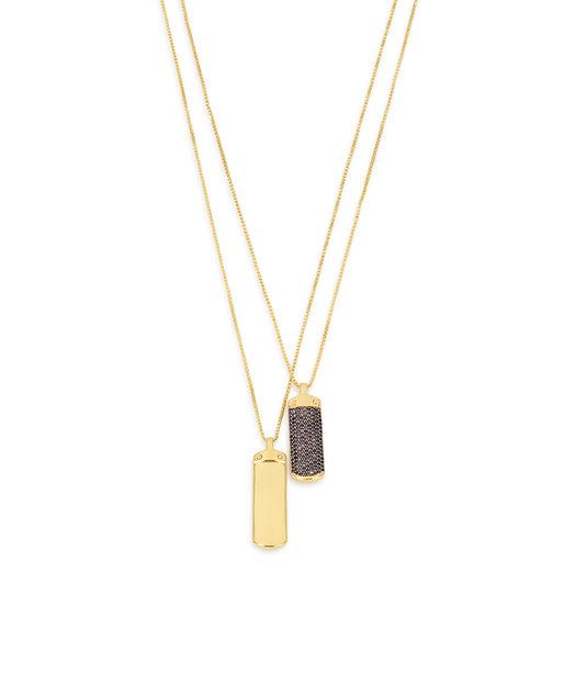 Henri Bendel Luxe Elements Plaque Double Necklace